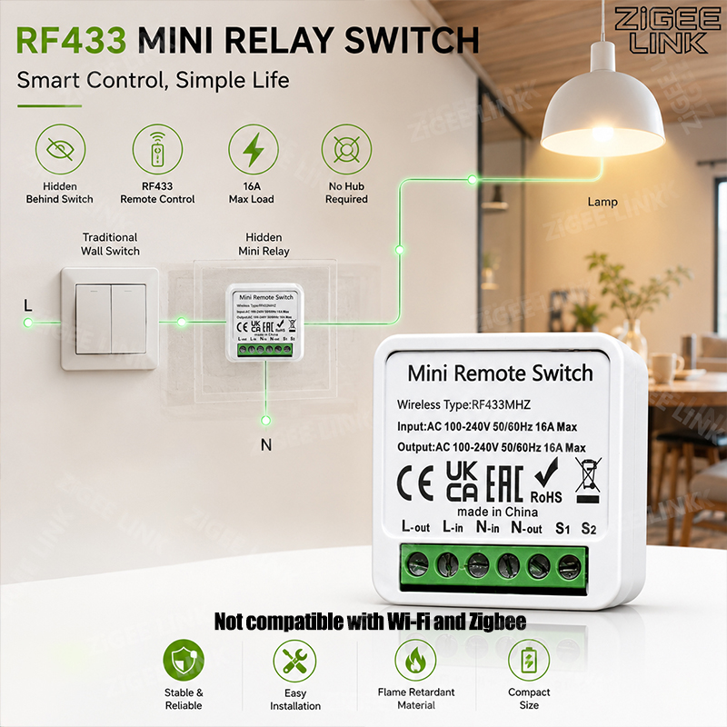 RF433MHz 16A Mini Smart Relay  – Home Automation Systems Diy Bewertung und Preis